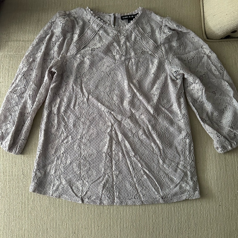 Cable and Gauge Lace 3/4 Sleeve Blouse Size Small